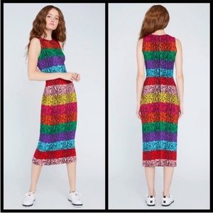 NEW Alice + Olivia Delora Rainbow Snake Skin Print Dress